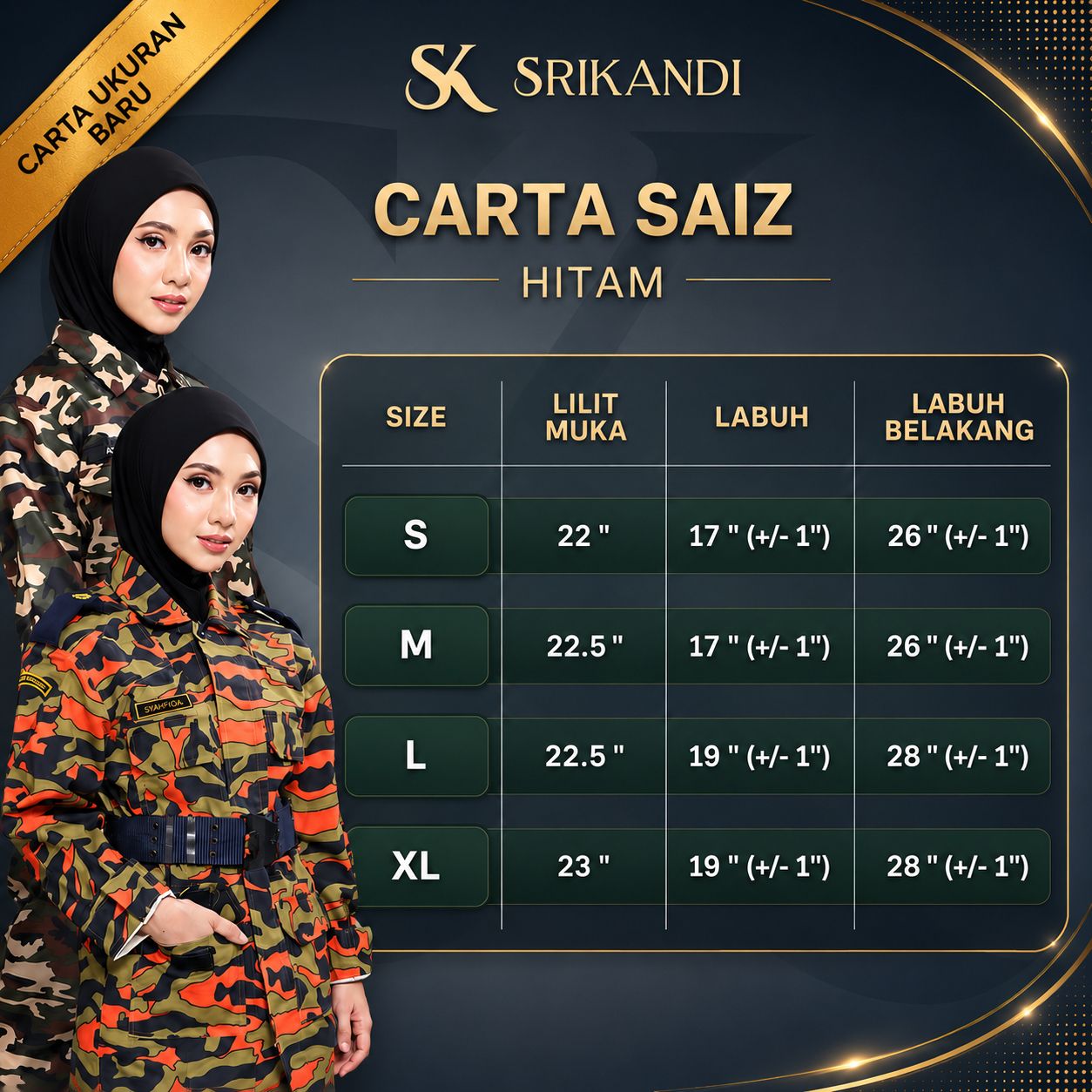 SriKandi Hitam - Tudung Army, Navy, Bomba - Image 6